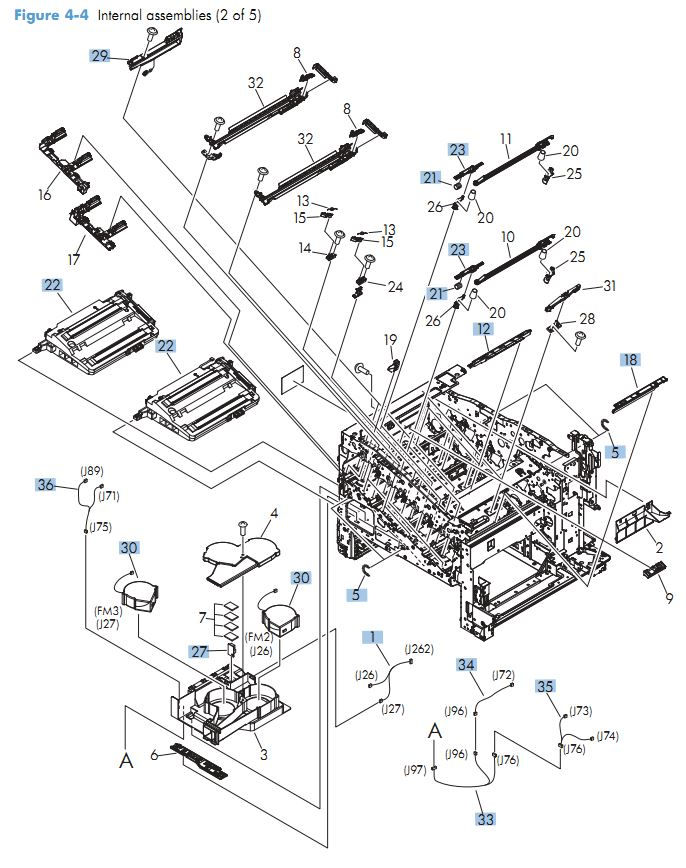 HP M551 Laser Printer Part Diagrams