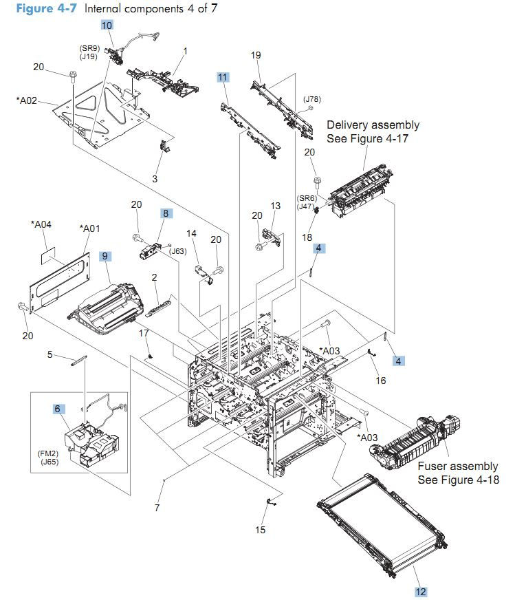 7. HP CM4540 Internal Components 4 of 7 printer parts diagram