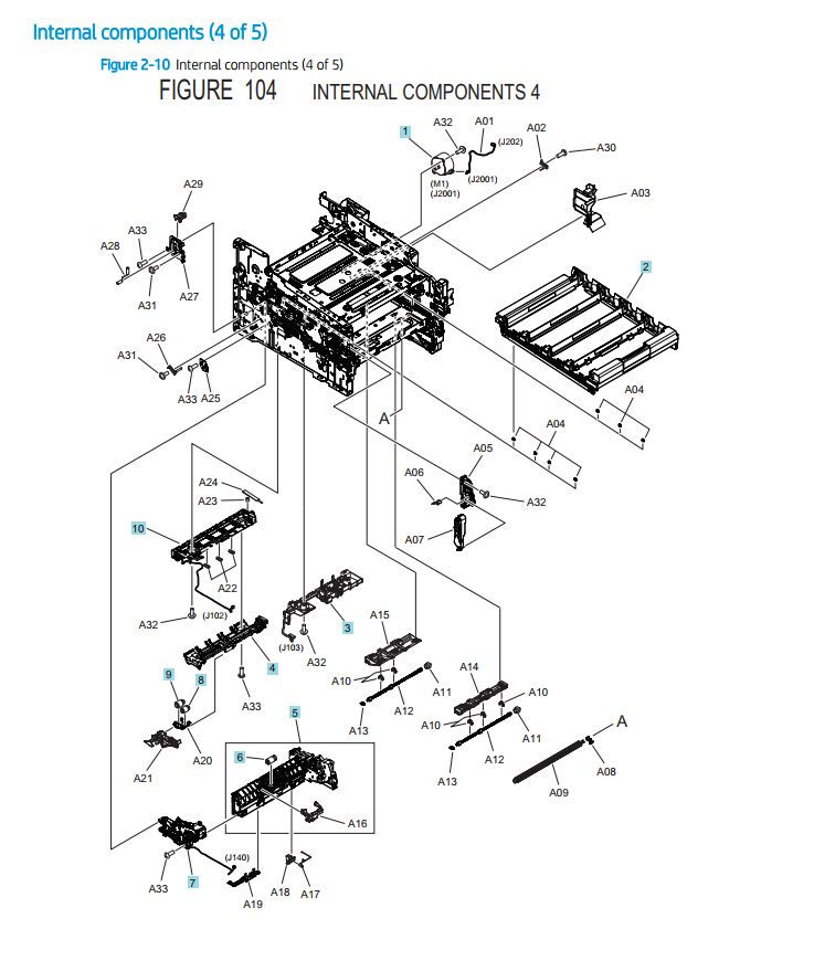 7. HP M454 M479 Internal Assemblies 4 of 5 printer parts diagram