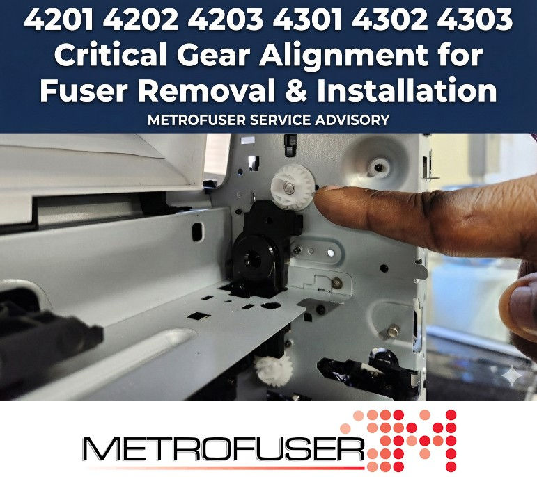 4201 4202 4203 4301 4302 4303 Critical Gear Alignment for Fuser Removal & Installation