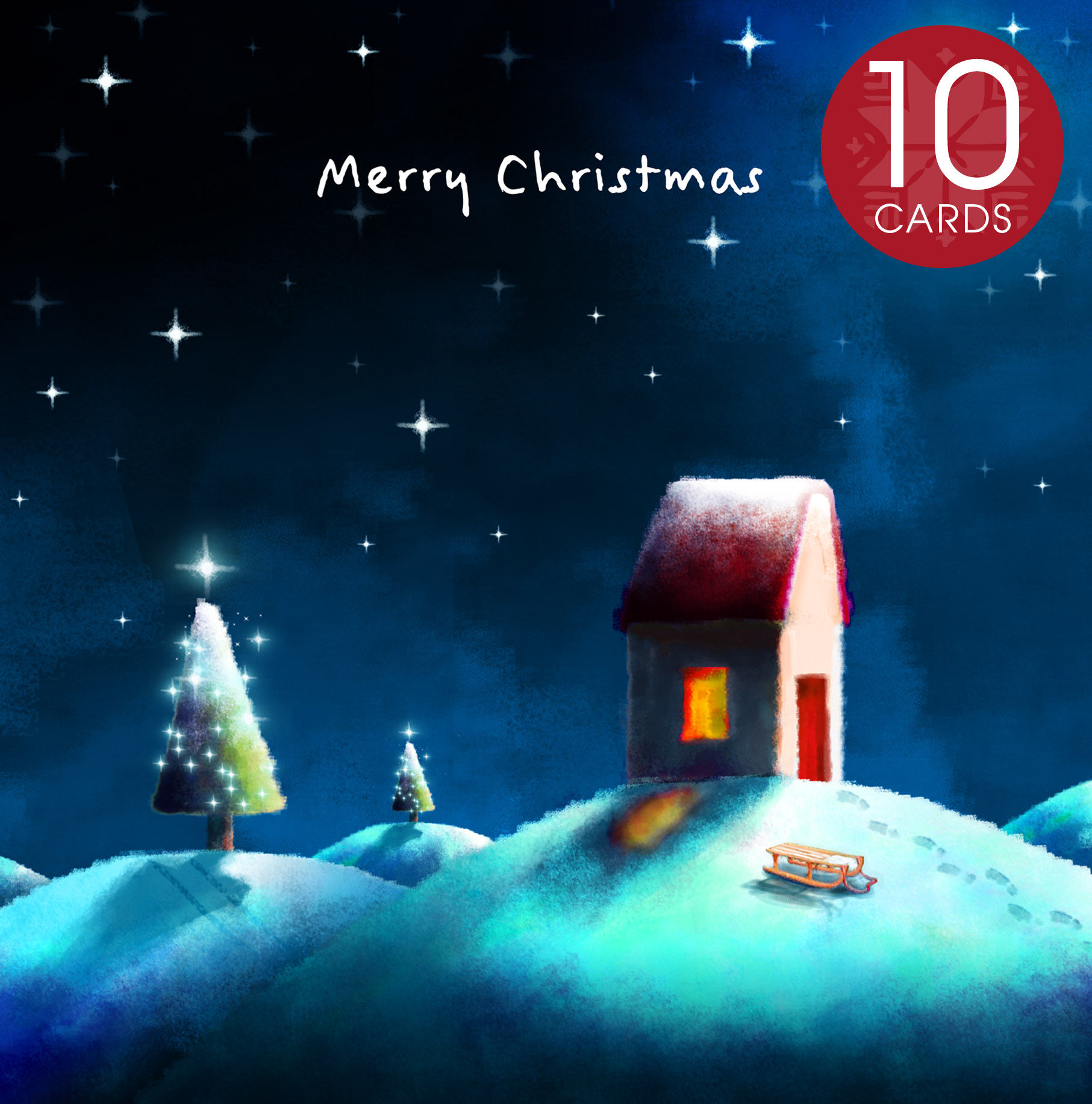 Christmas card (sledging) - 10 cards