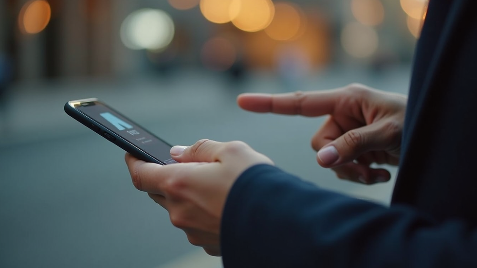 Close-up of a person’s hand holding a smartphone with AI app open
