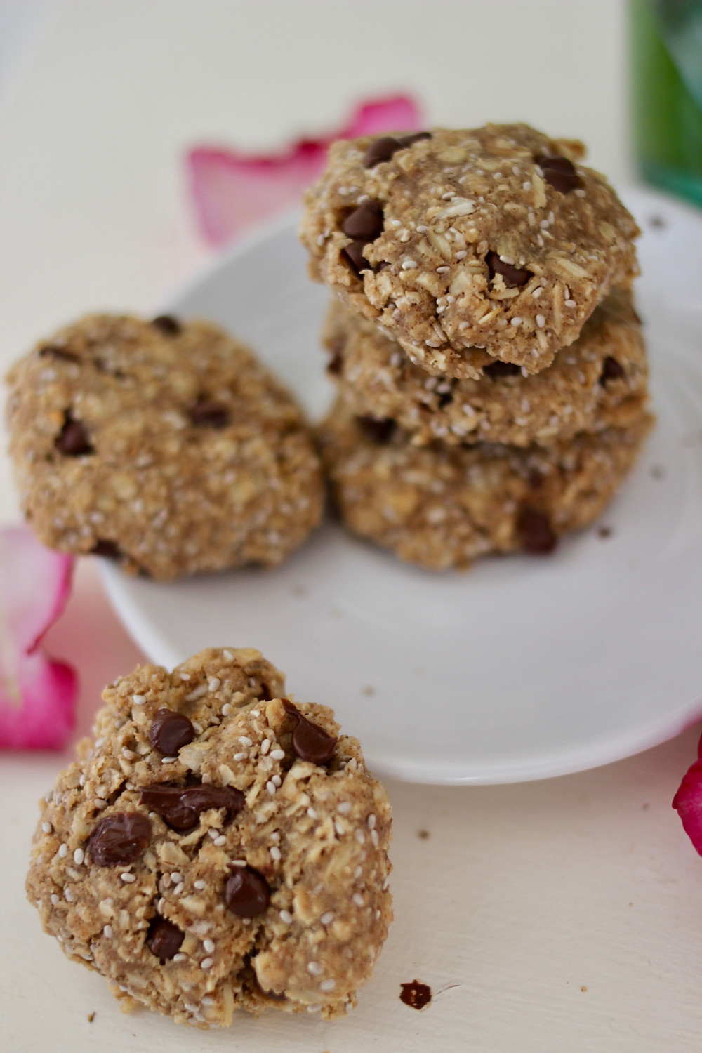 healthy chia chip cookies with powdered almond butter