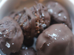 Rich Chocolate Crisp Dates Topped With MAldon Sea Salt Flakes