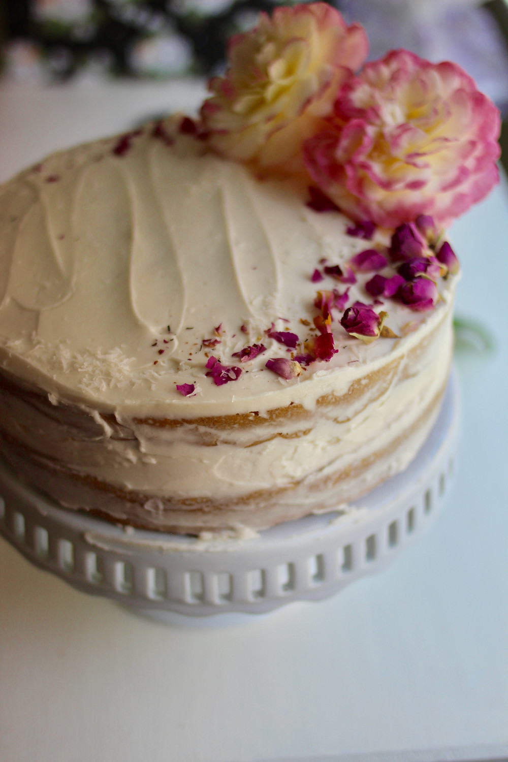 pretty easy rose vanilla layer naked cake