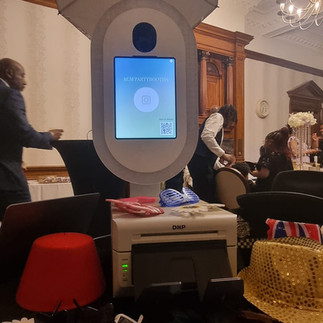 Selfi Photobooth with Gold backdrop at Stoke place in Stoke Poges