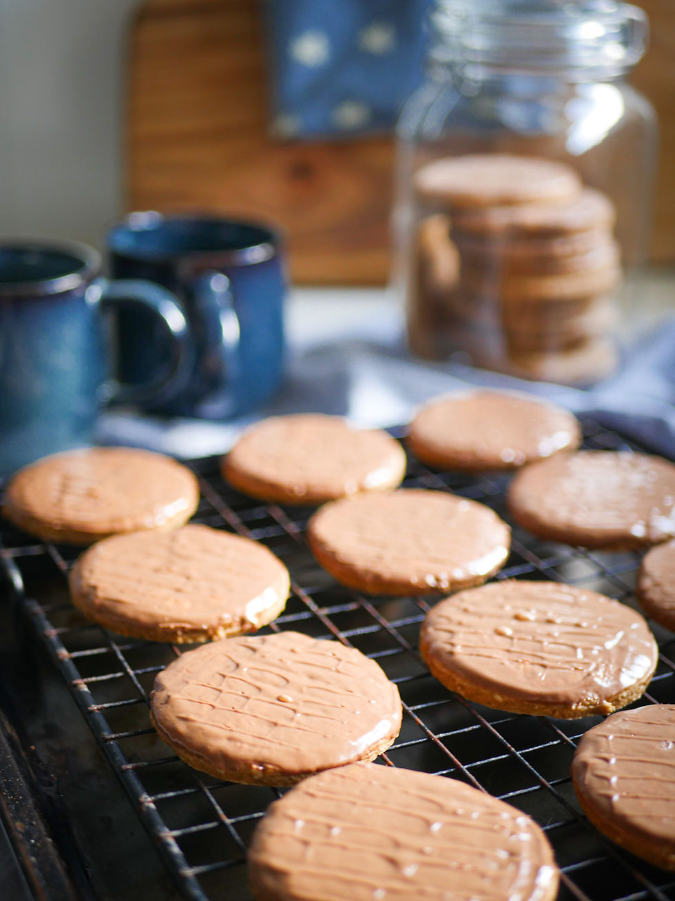 Gluten Free Digestive Biscuits on a rack