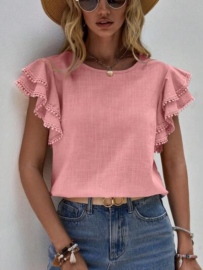 Thumbnail: Denise Ruffle Cap Sleeve Top