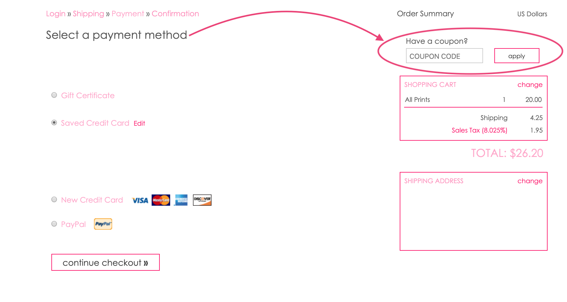 COUPON CODE BOX - Payment Page COUPON CODE BOX - Payment Page