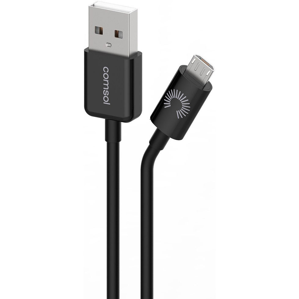 Comsol USB-A to Micro USB charge & sync cable 1.2m black MU12BK, USB Type-A to Micro USB connectors