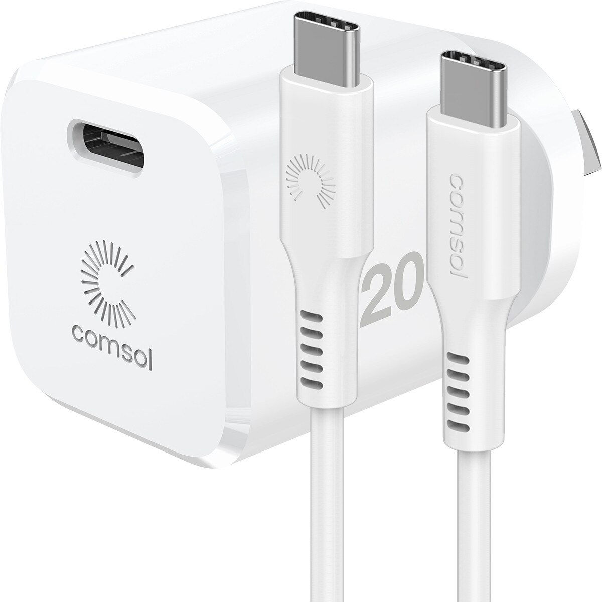 Comsol 20W USB-C Wall Charger with USB-C to USB-C Fast Charging Cable CCK01F1
