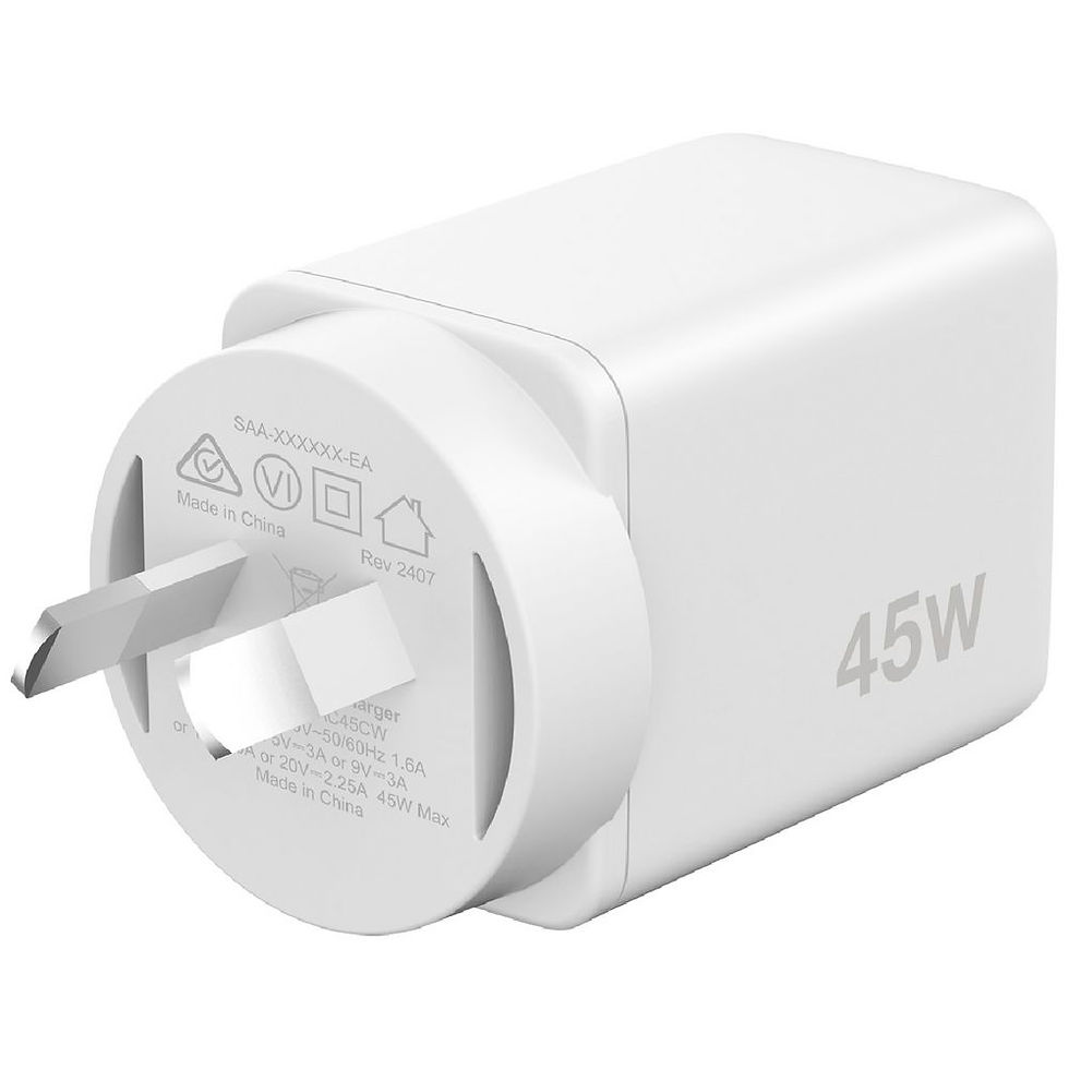 Comsol 45W USB-C Charger AC45CW - Australian plug with output rating label