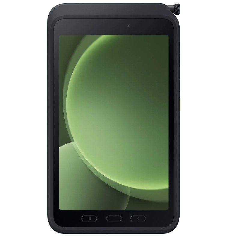 Thumbnail: Samsung Galaxy Tab Active5 green front view with S Pen attached, rugged 8" 5G Android tablet SM-X306BZGASTS