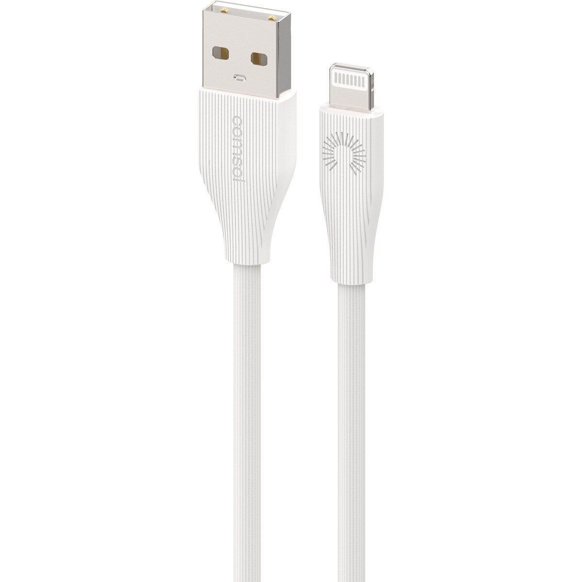 Comsol ALSL01WH 1m white Lightning to USB-A cable with striped design for iPhone and iPad charging