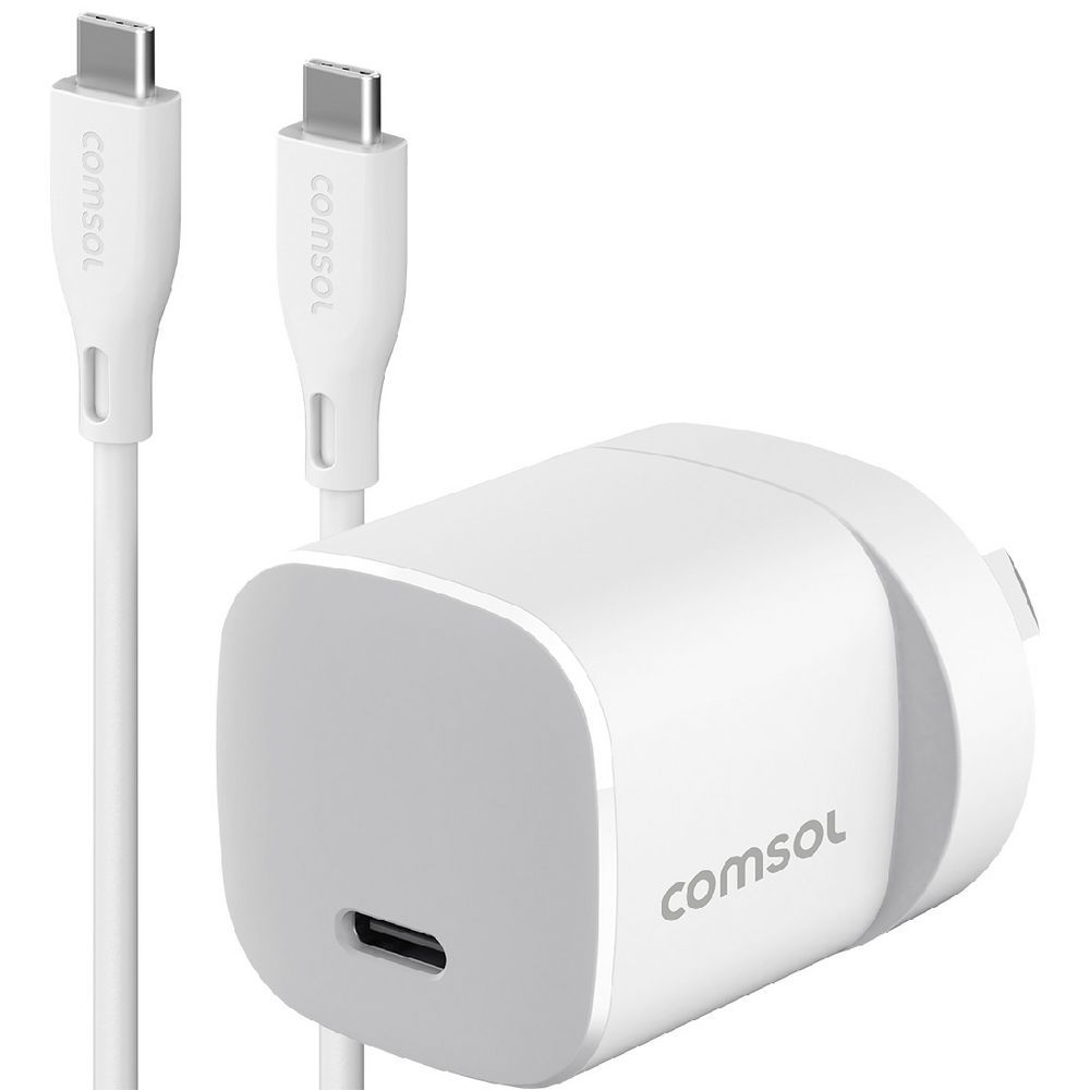 Comsol 30W USB-C GaN Wall Charger with 1.5m USB-C Cable, White – AC30KCCW