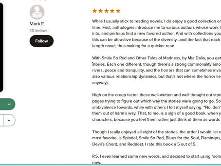 Another great review for Smile So Red and Other Tales of Madness