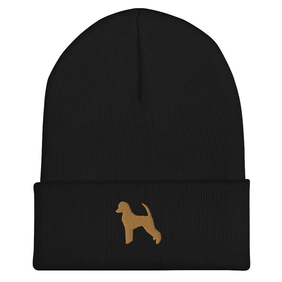 Thumbnail: Snug, Form-Fitting Beanie | Gold Embroidered German Poodle | Classic Beanie