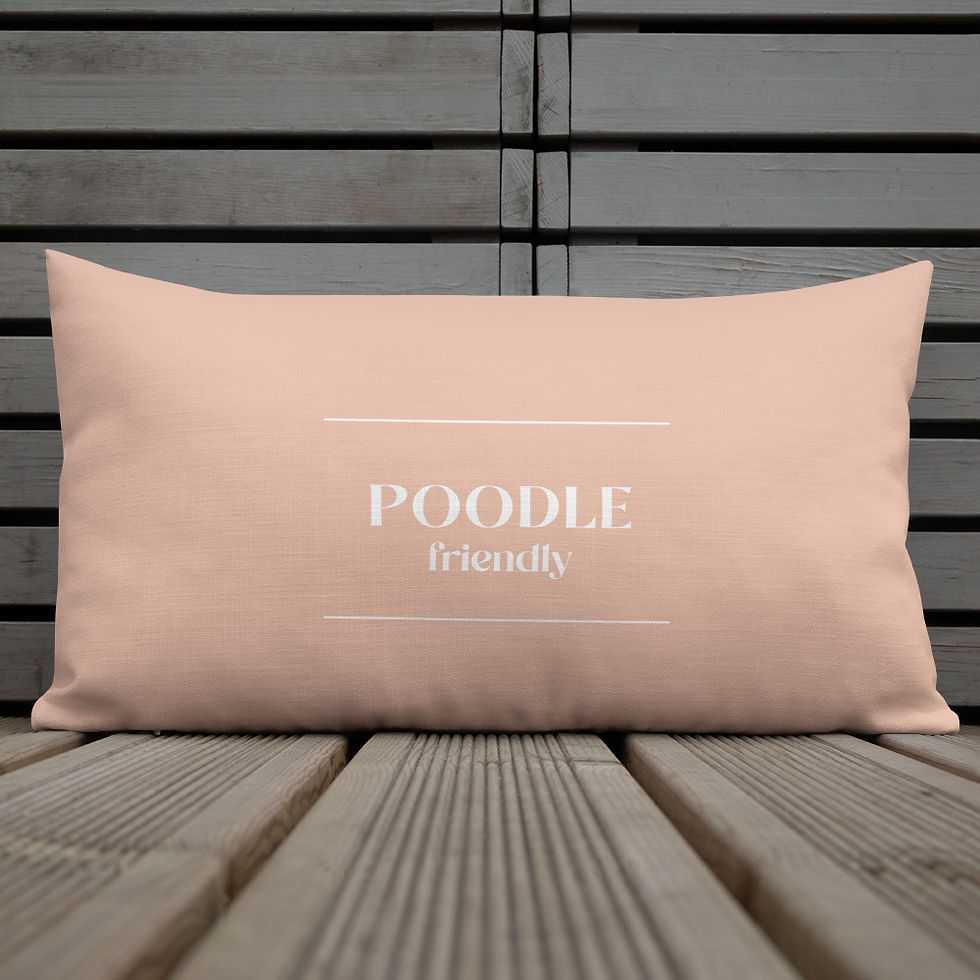 Thumbnail: Throw Pillow | CREAM "Poodle Friendly" | Poodle Couch Pillow | Art Home