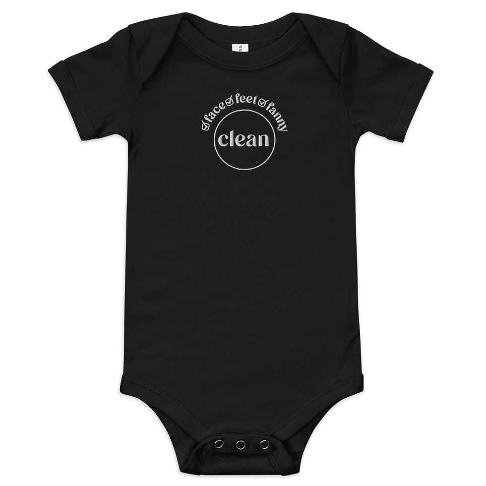 Thumbnail: Baby Onsie | "Clean: face, feet, fanny" Embroidered Poodle Humor Onsie 