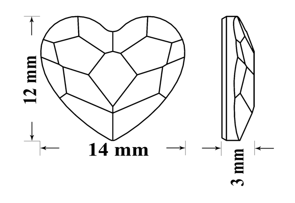 Miniatura: 2808 Heart flat back Crystal