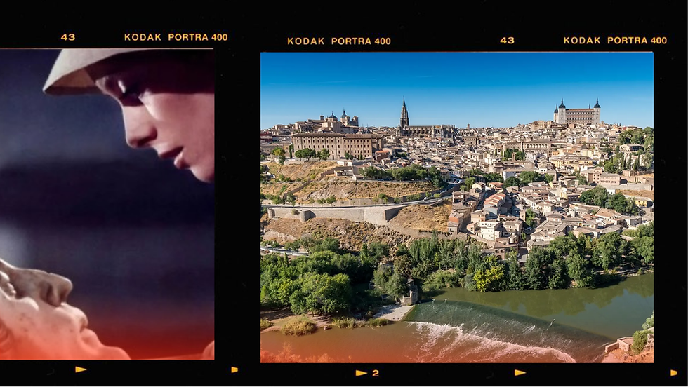 Montaje rollo de cine de Toledo desde "El Valle" y Tristana de Luis Buñuel / Pixabay