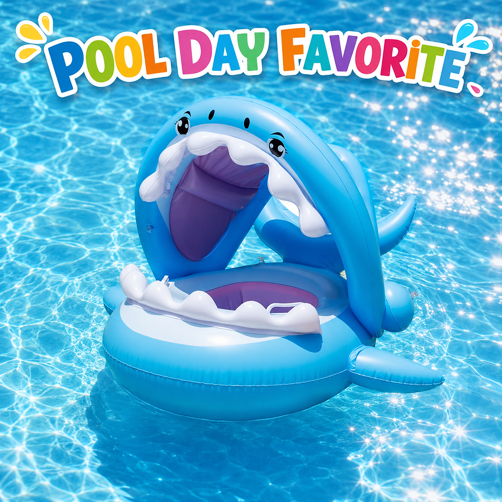 Thumbnail: 1PC Inflatable Baby Swim Float with Canopy, Pool Float Seat Swimming Ring, Infan