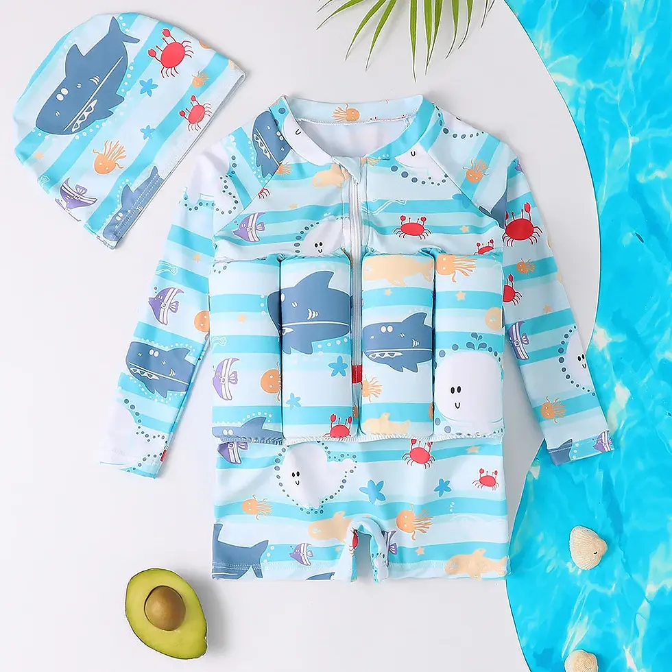 Thumbnail: Children's Buoyancy Swimsuit Cartoon Print Swimwear Kid One-Piece Floating Rash 