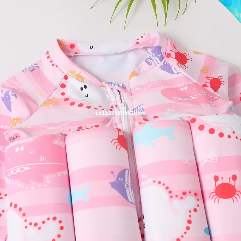 Thumbnail: Children's Buoyancy Swimsuit Cartoon Print Swimwear Kid One-Piece Floating Rash 