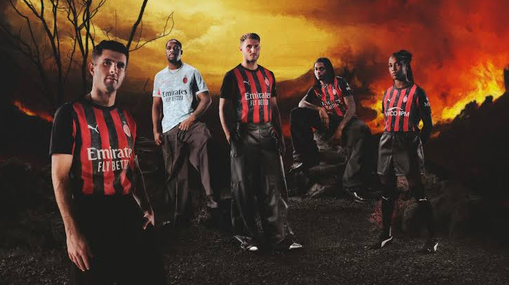 AC Milan football players wearing red and black kits as Adidas prepares to return as the club's kit maker, AC Milan red and black football jersey with Adidas branding representing the club's upcoming kit partnership