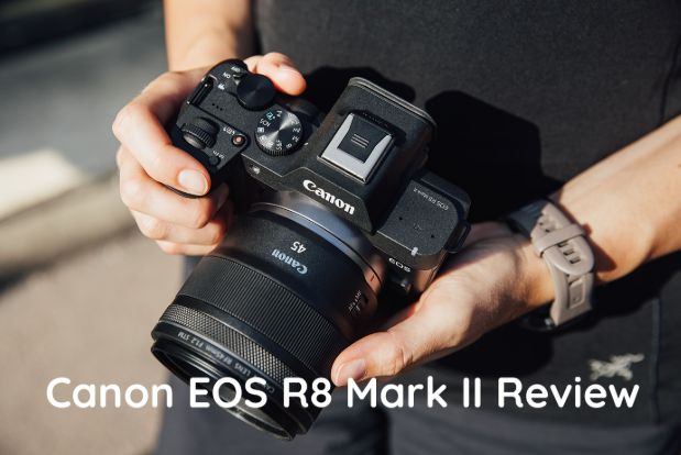 Canon EOS R8 Mark II full-frame mirrorless camera with lens