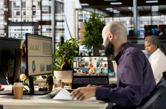 Modern business using virtual assistants, outsourcing, and remote teams to streamline operations and support business growth.