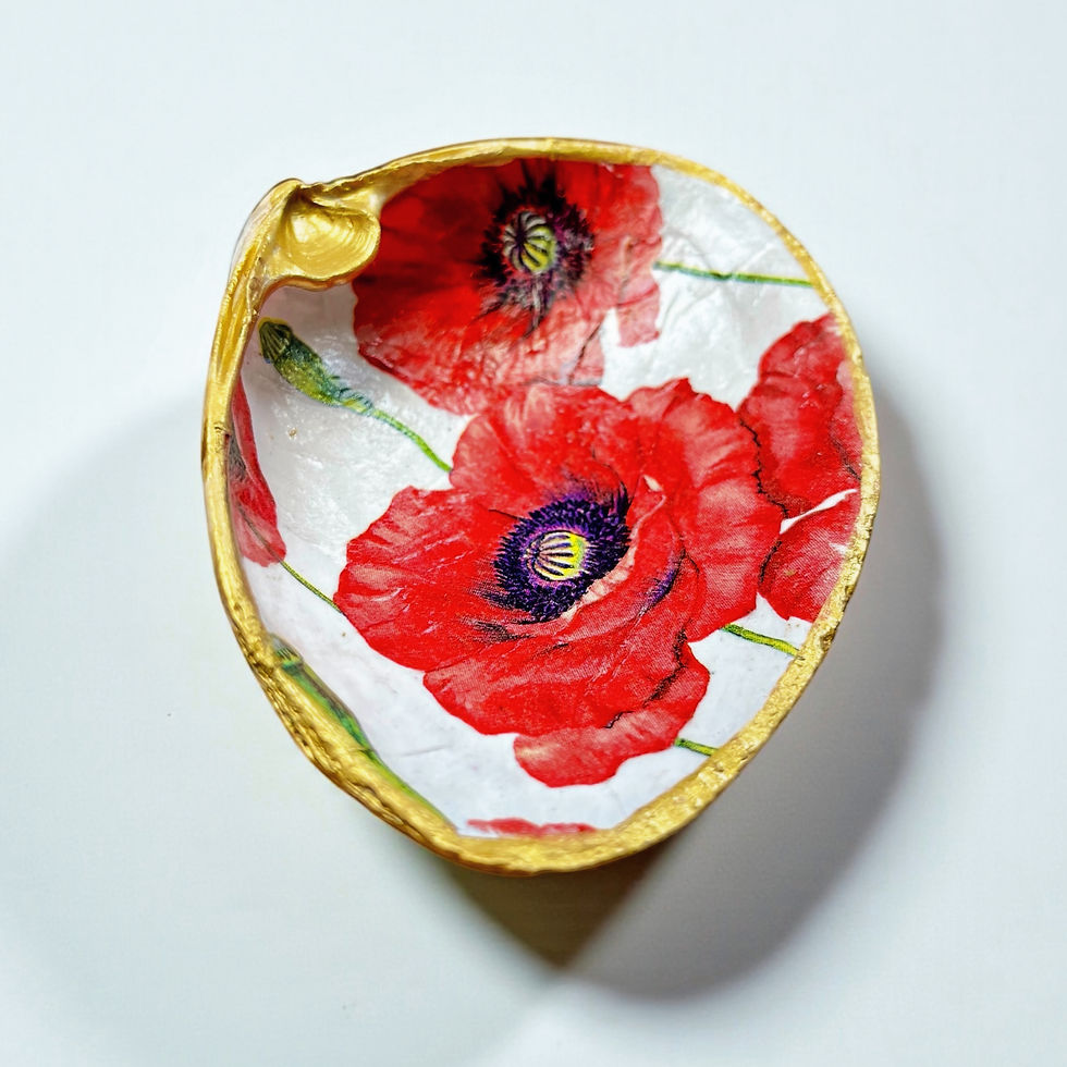Thumbnail: Wild Poppies Clam Deco Shell