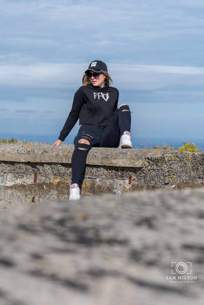 Thumbnail: Black Crop Retro Hoodie