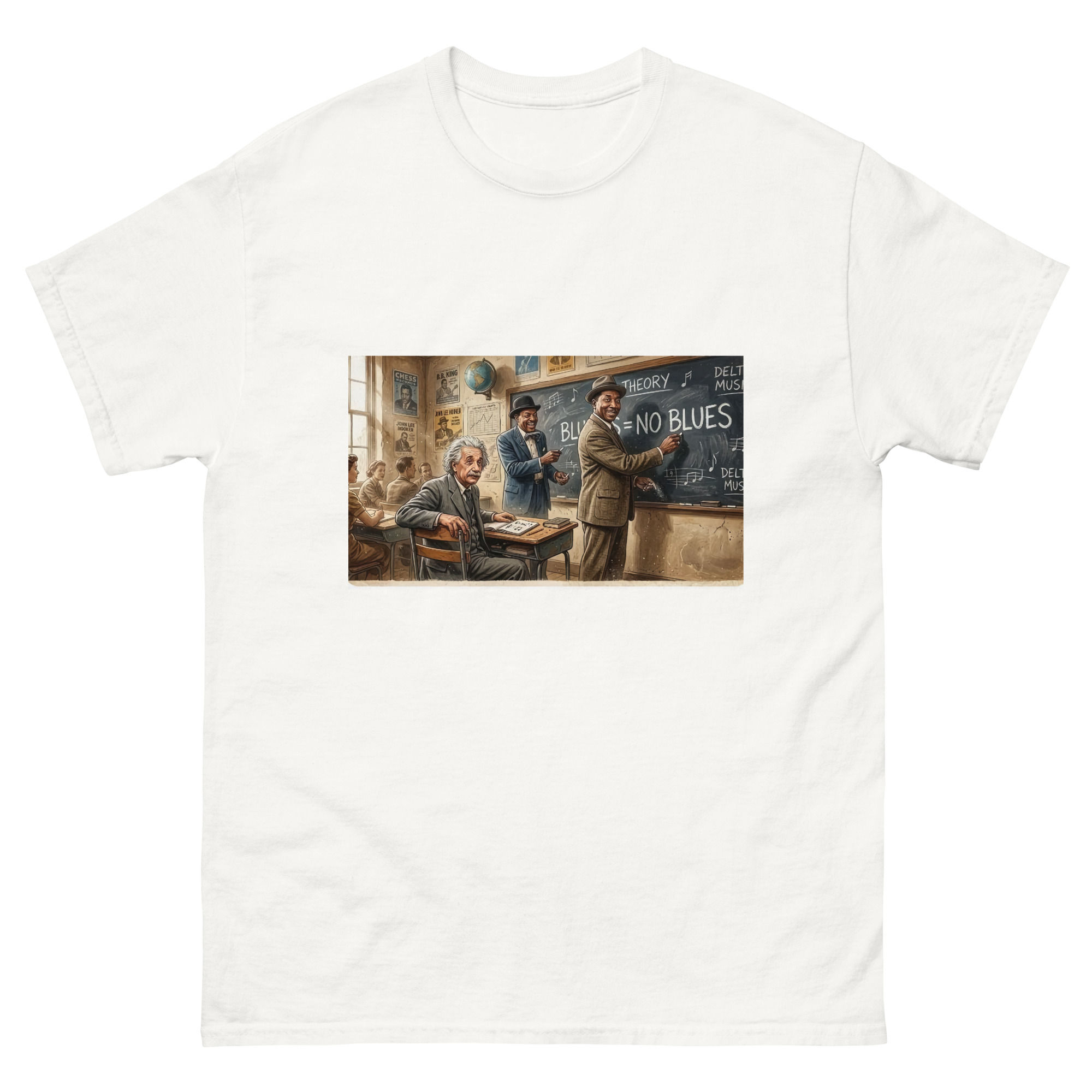Blues = No Blues Einstein Tee, white, front