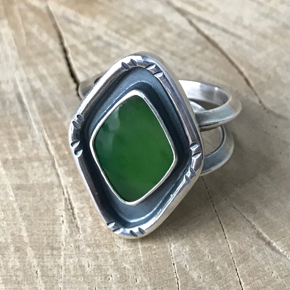 Thumbnail: Hand cut Nephrite jade cameo ring 