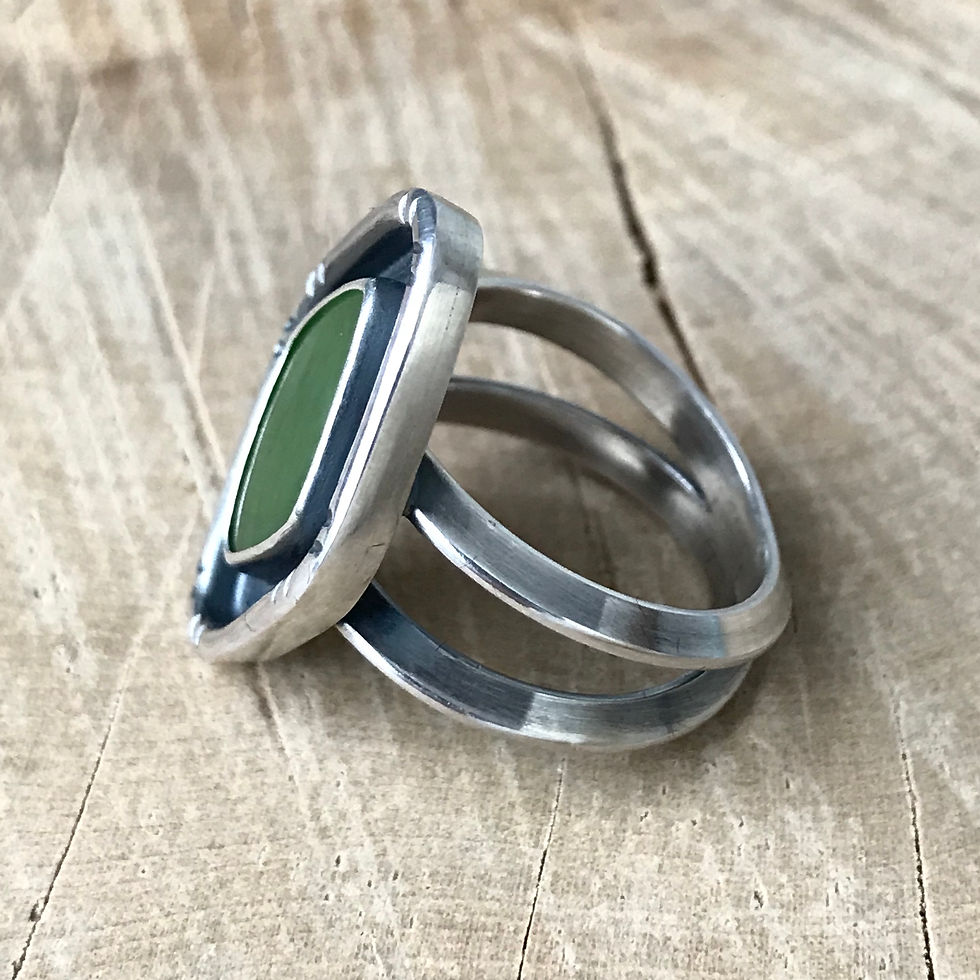 Thumbnail: Hand cut Nephrite jade cameo ring 