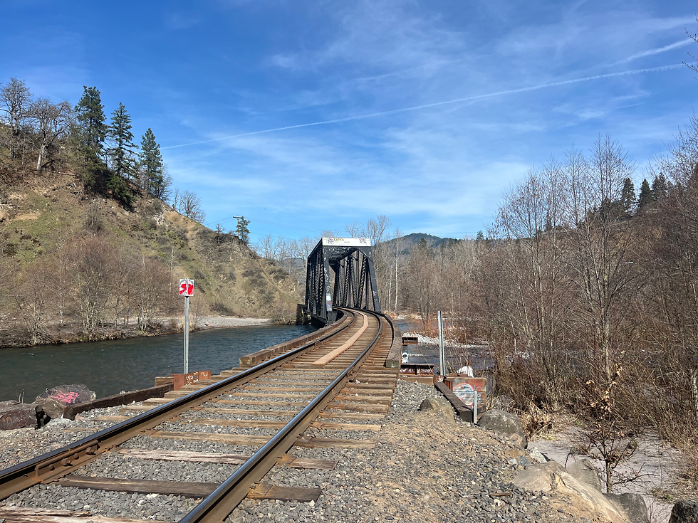 A railroad trestle crossing the Hood River