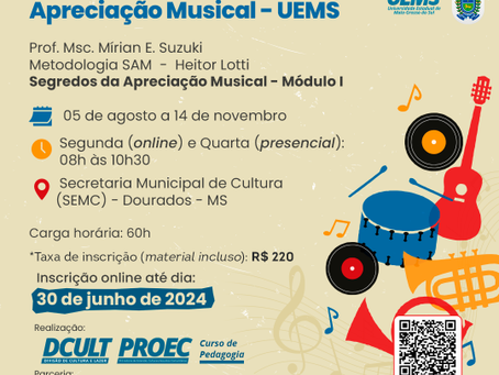 UEMS/Dourados: Inscrições abertas para o curso Percepção & Apreciação Musical