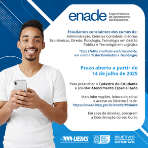 Enade 2025: Inep abre período para cadastro de estudantes concluintes dos cursos de Bacharelado e Tecnológicos