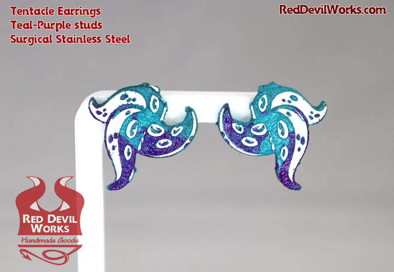 Teal-Purple TENTACLE Earrings