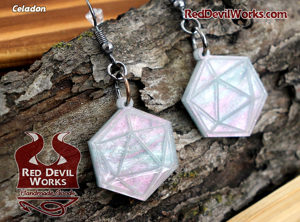 Thumbnail: Coloured d20 Dangle Earrings