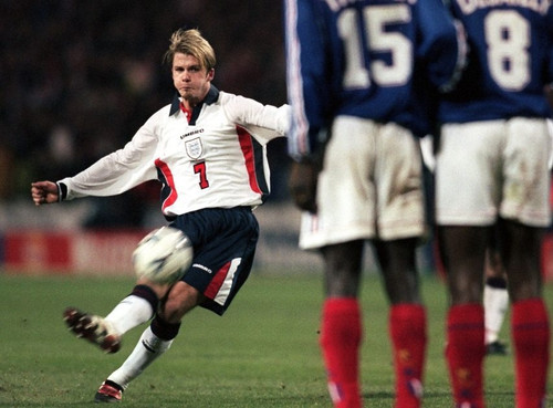 1998 England Long Sleeves Home Retro Kit World Cup Beckham