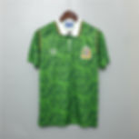 Mexico green football kit, with visible logo design and vibrant colors, Nostalgia Retro Kit.