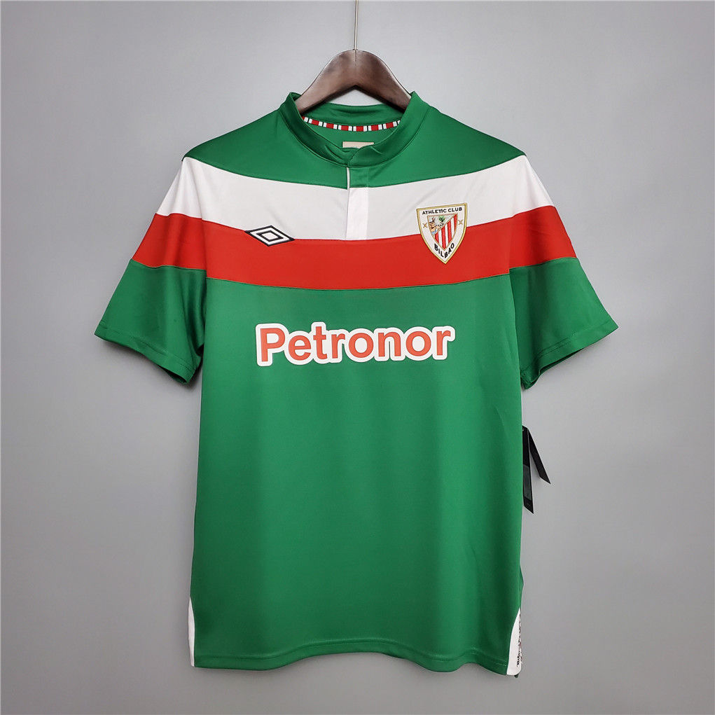 Athletic Bilbao jersey white and red stripes Petronor logo, green short sleeve Nostalgia Retro Kit