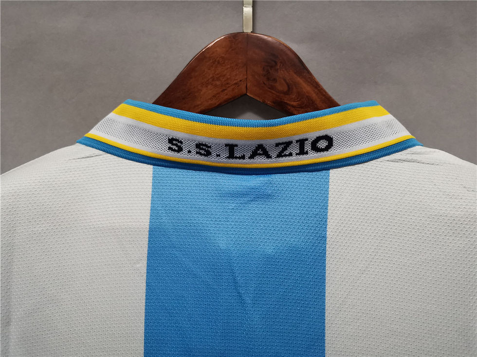 Thumbnail: S.S. LAZIO jersey collar with blue and white stripes Nostalgia Retro Kit