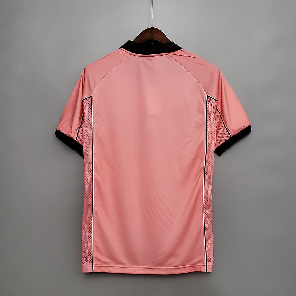 Thumbnail: Pink soccer jersey, black collar and trim. 1999/2000 BOCA JUNIORS HOME RETRO KIT. Nostalgia Retro Kit.
