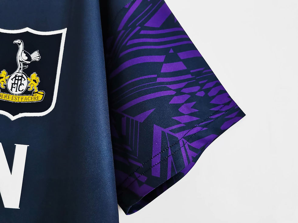 Thumbnail: Dark blue jersey with white emblem and purple pattern detail Nostalgia Retro Kit