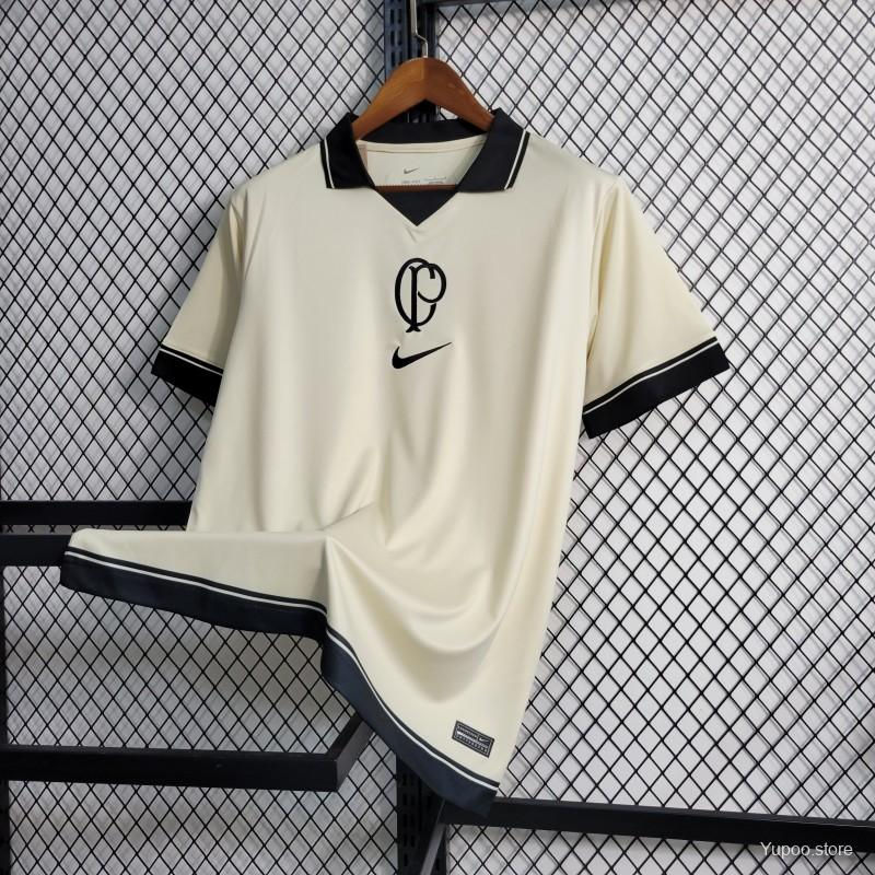 Cream shirt with black trim and logo, retro soccer kit, Nostalgia Retro Kit