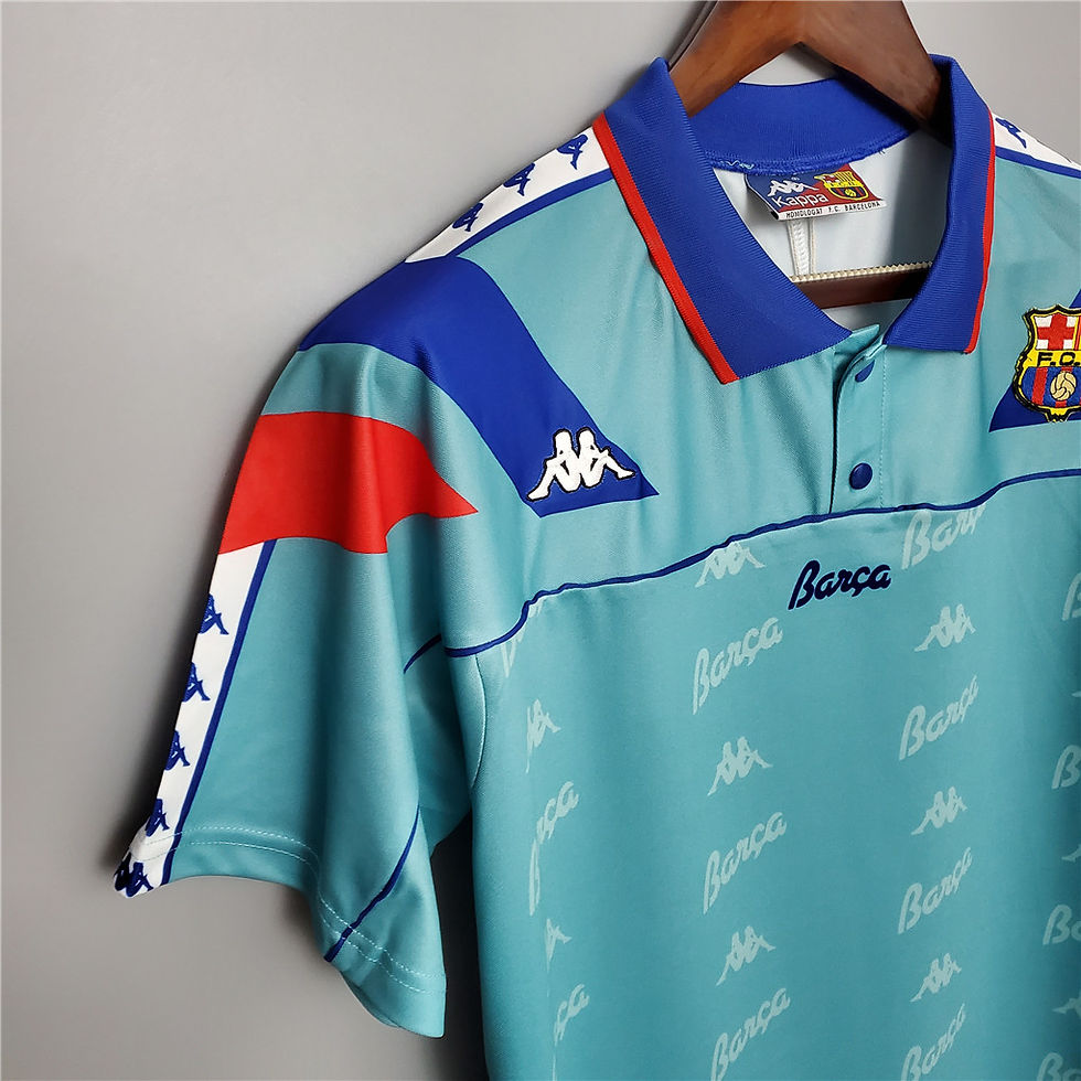 Thumbnail: Retro Barcelona football jersey with Kappa logo, Barca text and badge.