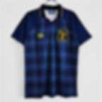 Scotland retro football jersey with plaid design and Umbro logo. Nostalgia Retro Kit
